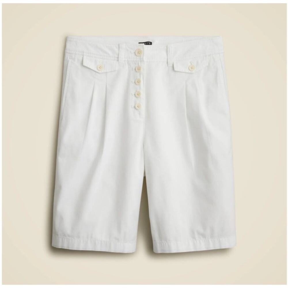 J Crew Pleated Button Front Cotton Casual Chino Shorts US Women's 6 New